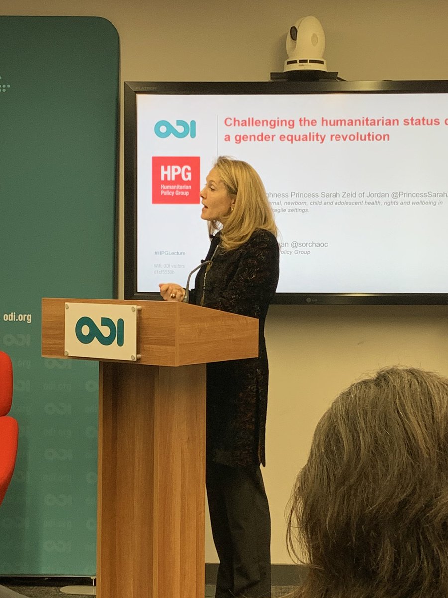 MattJacksonUN's tweet photo. “#Humanitarian architecture is fundamentally flawed and not designed for refugees spending 20+ years in camps. We need renewed commitment to do more & do it better” @PrincessSarahZR giving #HPGLecture @ODIdev tonight https://t.co/G2LjHKDHvh