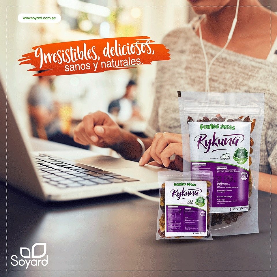 SoyardEcu's tweet photo. Disfruta de nuestros Frutos Secos Rykuna a cualquier hora del día 😋 irresistibles, deliciosos, sanos y naturales.
¡Te encantaran! 😊
#TuVidaEnBalance💚
#Loja https://t.co/JOd6gv1AN7