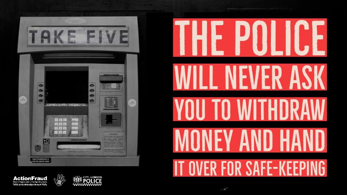 HomeInsteadR's tweet photo. Courier fraud warning after couple scammed by criminals posing as police officers: https://t.co/7Oq3yeIxzk… #TakeFive https://t.co/WC2Lni72Qi
