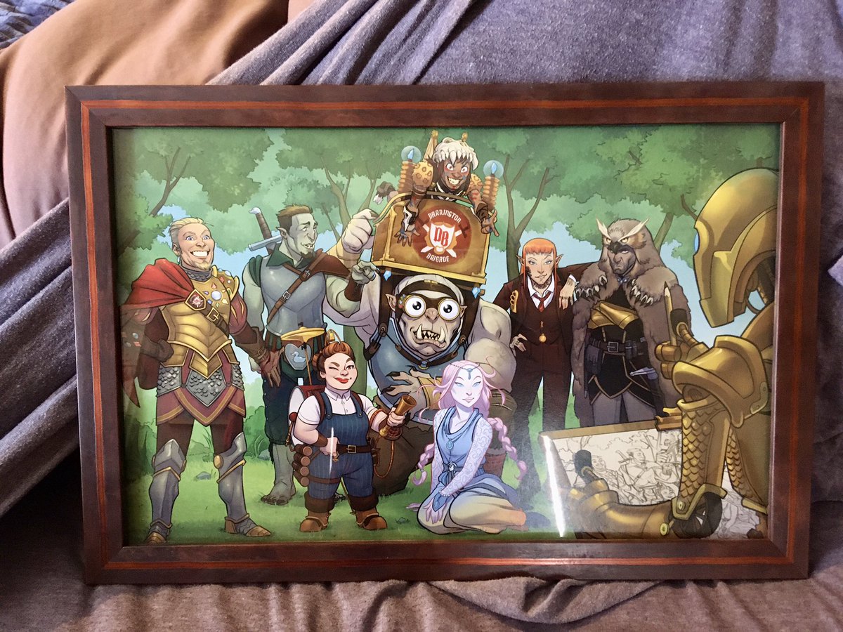 MissElizaCreate's tweet image. My print of the #darringtonbrigade from the #criticalrole live show looks so good in its new frame!