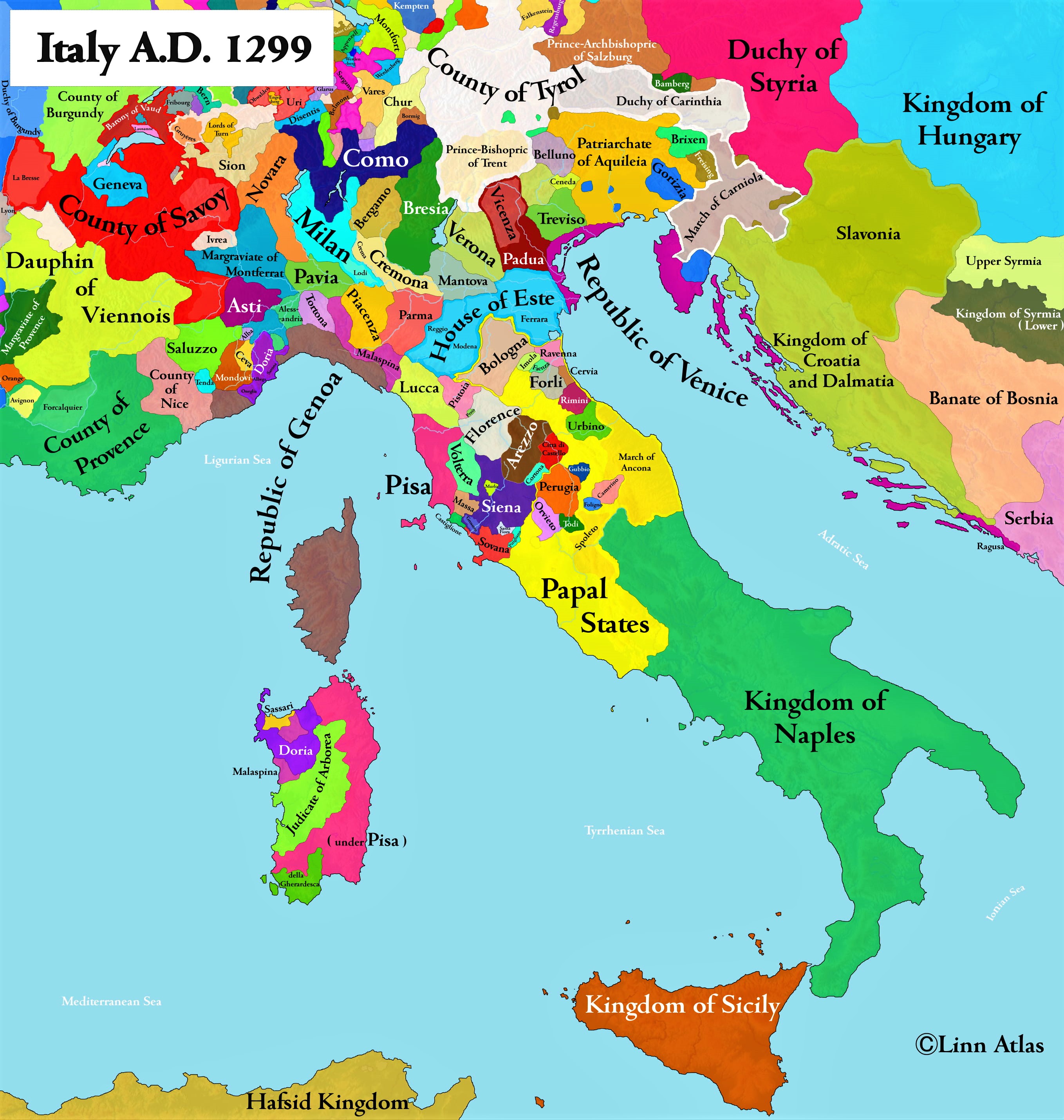 Map Of Italy 15th Century Linn Atlas On Twitter: "Italy At A.d. 1299 #History #Historyofitaly #Map  Https://T.co/I72Yzq2Nf0" / Twitter