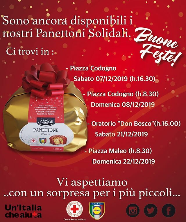 cricodogno's tweet photo. Ci vedono nelle piazze Sabato e Domenica, per scambiarci gli auguri di Natale e vi proponiamo anche un ottimo Panettone Solidale da condividere con gli amici!
#Cricodogno #panettonesolidale #noicisiamo #codogno #iniziativelocali #buone feste https://t.co/Zq207iHd18 https://t.co/pK06aZiQSS