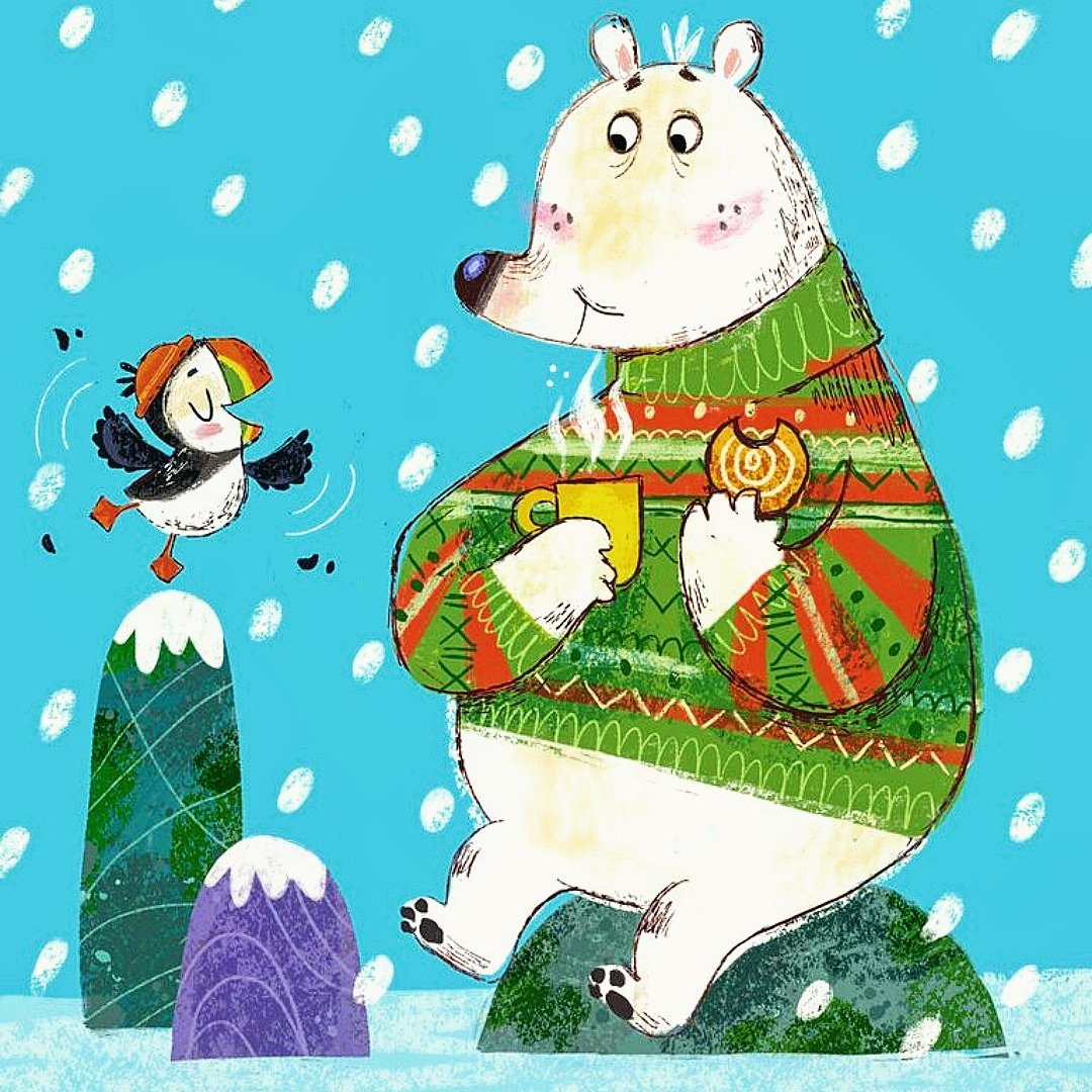 #puffin #snowday #polarbear