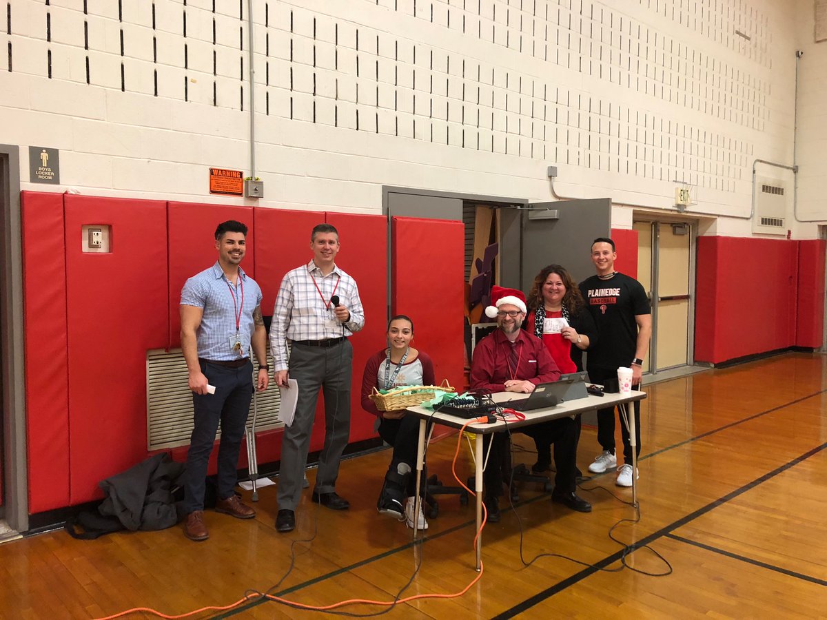Our DJ and MC for the evening with the amazing Middle School staff making this Toys for Tots Event possible for a good cause.  #WeArePlainedge
