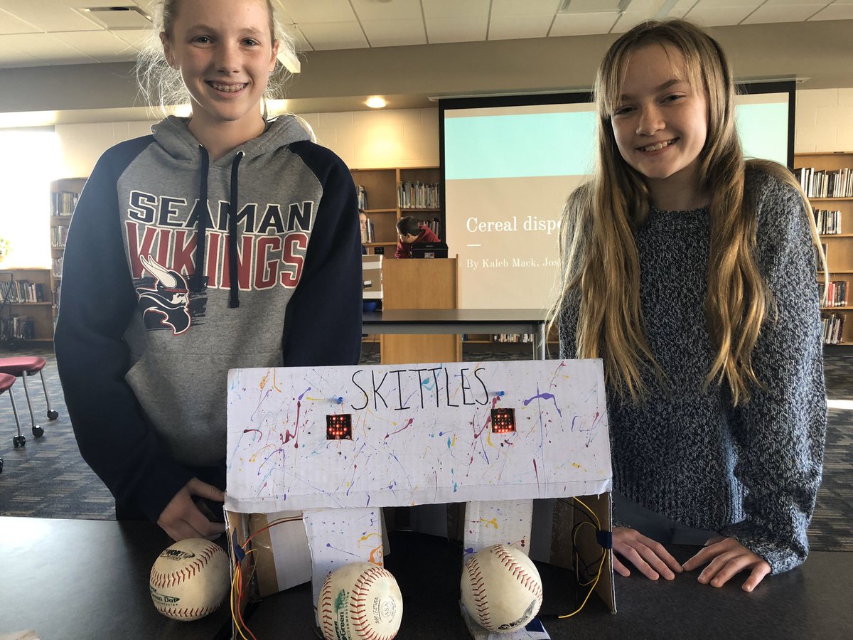 megan_nussbaum's tweet photo. Had a great day being a Shark Tank panelist for our @SeamanSchools 8th grade students in the @PLTWorg Computer Science for Innovators and Makers course!  Amazing to see their creative product solutions that they built and coded! #FutureEngineers #STEM #Coding https://t.co/XuainU51ez