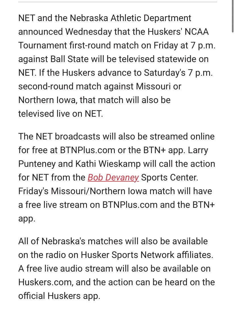 UNI_Gerontology's tweet photo. PSA: Here’s how to watch @UNIVolleyball tomorrow if you can’t make it to Lincoln! https://t.co/BdXL9aNpz7