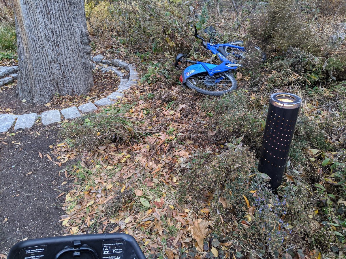 JaysDMC's tweet photo. @CitiBikeNYC FYI, just found a bike in the grass on the path near the Staten Island ferry.  I'm sure someone is looking for it. https://t.co/tdU1TrhIHX