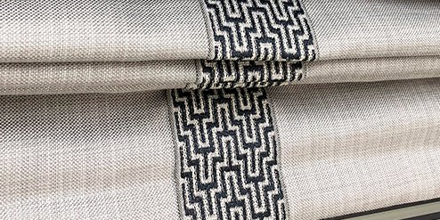 brimarinc's tweet photo. Get caught up in this marvelous maze! New geometric tapes etched in metallic threads for a little glitz and glamour. View Maze Collection at https://t.co/GgH7mOygD9
#brimarinc #trimmings #windowtreatment #windowtreatmentideas #customdraperies #curtains https://t.co/oVKxI3KZkS