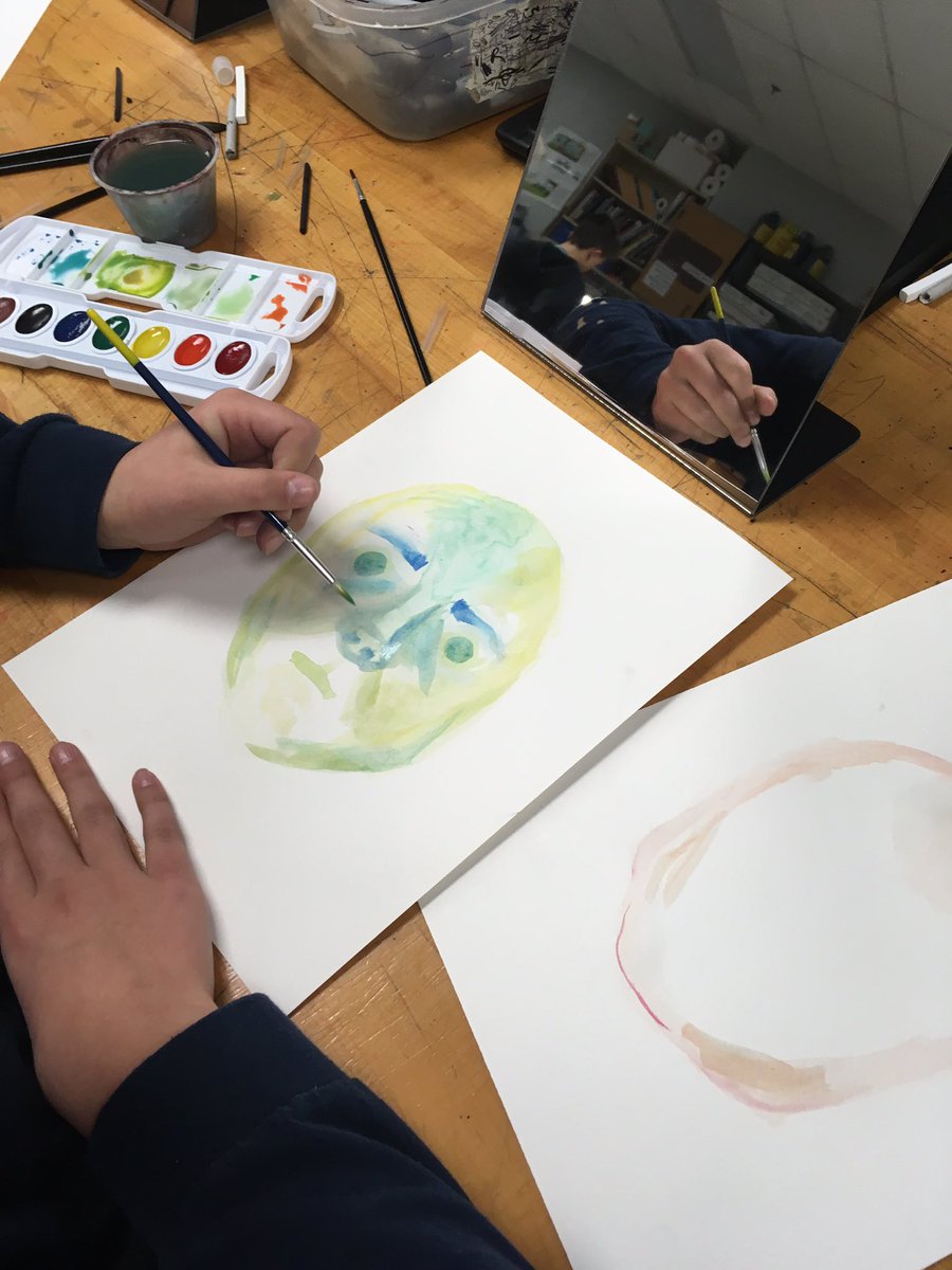 NathansonTed's tweet photo. Chasing Leonardo part 2! Moving from charcoal to watercolor with different color schemes. You’ll see: monochromatic, complimentary and analogous colors. #noms https://t.co/kGomz7V1Il