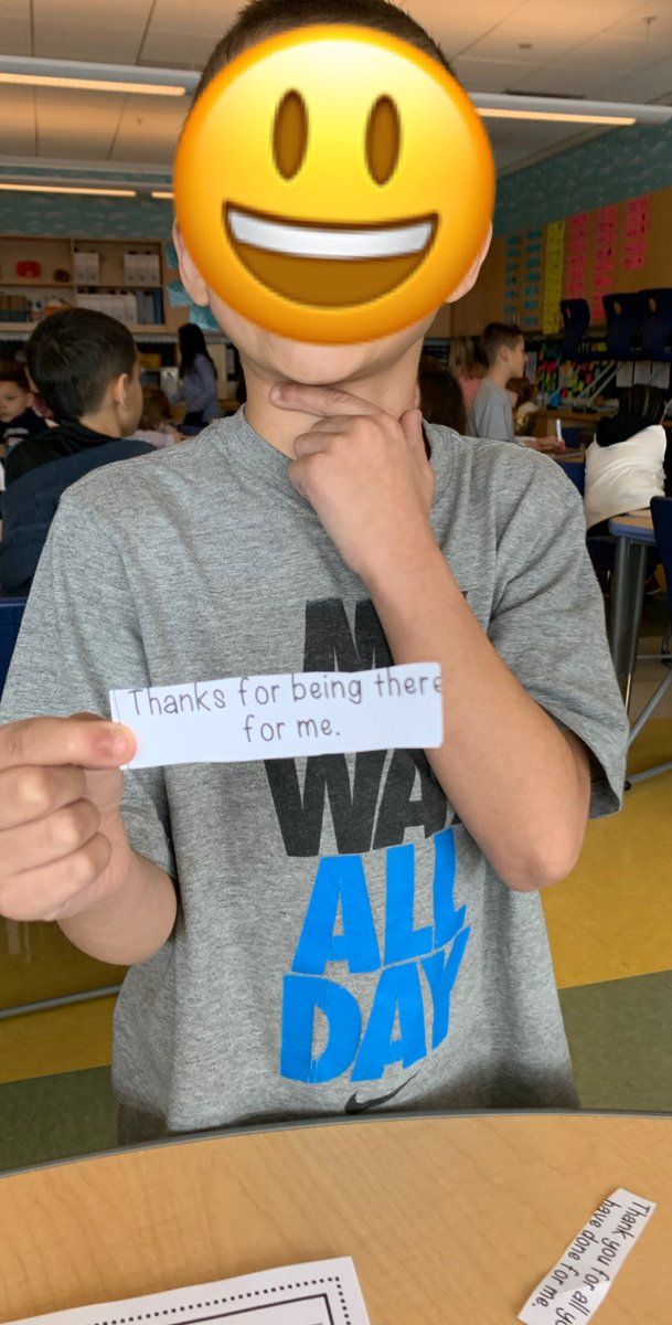 amandakpac's tweet photo. Last week we learned about gratitude. Students were given different slips to pass out when they wanted to share their gratitude with another person. Today a student gave me this one🥰 https://t.co/kkX8kKiIf9