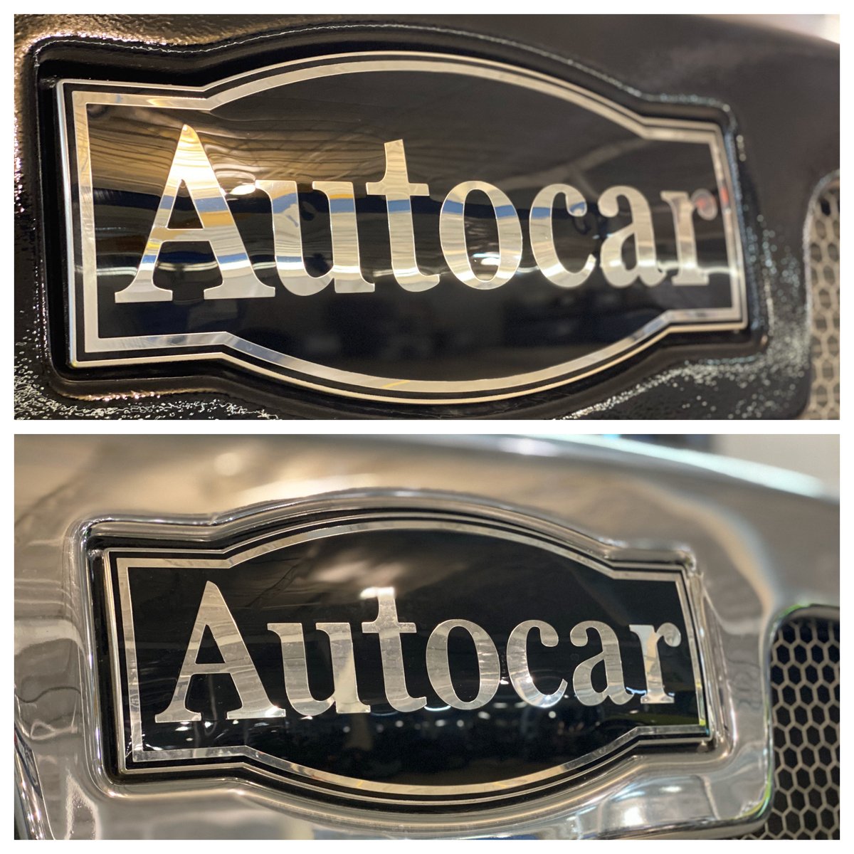 AutocarTruck's tweet photo. Tough choice! #Autocar DC-64 front grille emblems for our premium diesel conventional. #rolloffs #concretepumpers #concretemixers #AlwaysUp #itsallabouttheuptime #purposebuilt #dieselconventional https://t.co/68c5pwiHAv