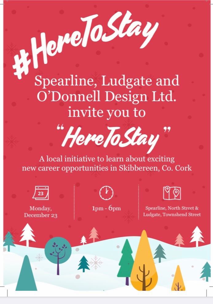 Coming to West Cork for Christmas, thinking of moving here full time? Then come join us on Monday December 23 at our Open Day in partnership with <a href="/Spearline_/">Spearline</a> and <a href="/_ODFurniture/">ODonnell Furniture</a> and learn about career opportunities in <a href="/SkibbereenIRL/">Skibbereen</a> #HereToStay