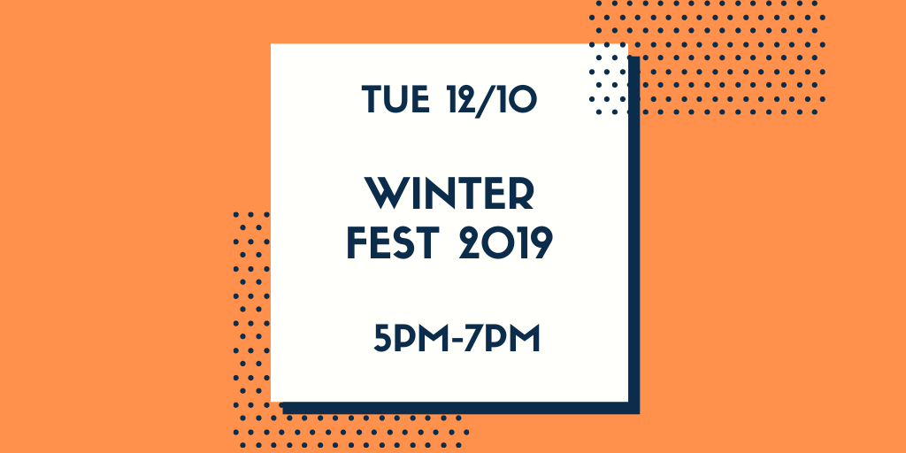 Winterfest 2019! Come and enjoy an evening of Winter fun! Decorate a gingerbread house, enjoy delicious candy and cookies while sipping fresh hot cocoa. Retweet with #csufirvc and we will choose 3 winners to receive an ASI swag bundle at the event! (Open to CSUF students only)