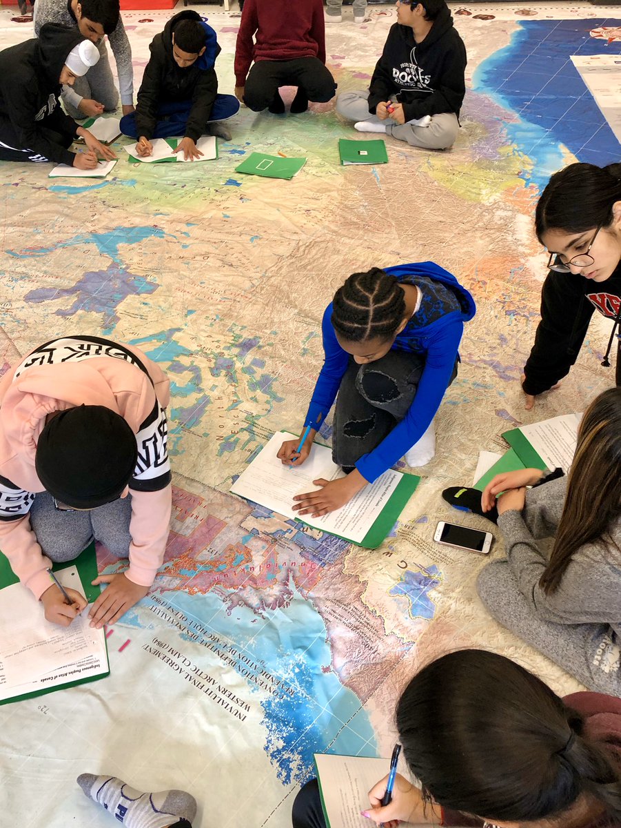 MsVisentin's tweet photo. Today we discussed the importance of cartographers before exploring land treaties and agreements on the Indigenous Peoples Atlas of Canada. The atlas provides a different, yet much-needed, perspective on the land we live on 🗺 @PeelSchools @SunnyViewMS #peelEML #criticalthinking https://t.co/lw145WVXGW