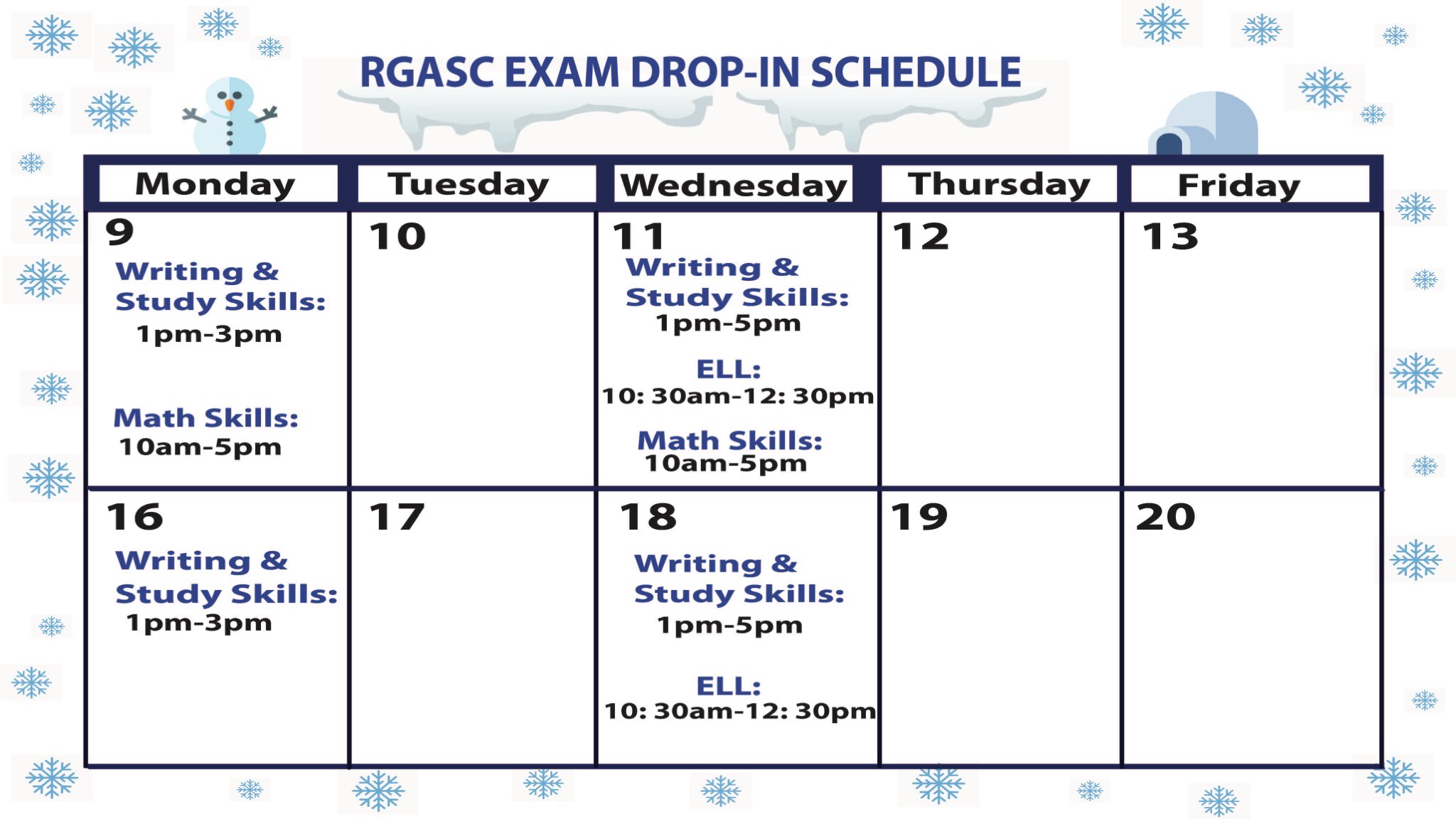 RGASC 2019f Exam Schedule