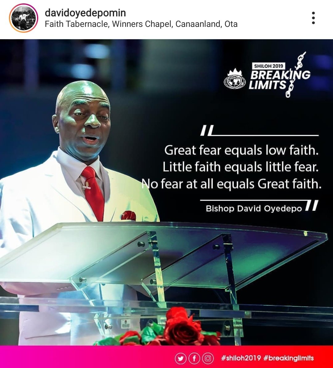 No fear at all equals great faith. Happy Shiloh 2019 week. #shiloh2019breakinglimits #Shiloh2019