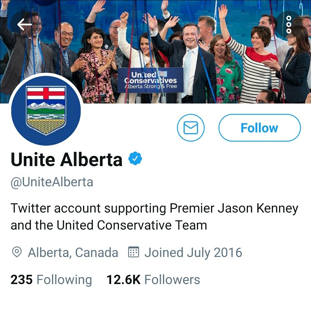 DevonHargreaves's tweet photo. Who's really behind @UniteAlberta? It seems to have gone from being the official @jkenney office account, to now just a fan account? Are their tweets endorsed by @Alberta_UCP and Kenney, or...? 

@Twitter should this account still be verified?

#ableg #abpoli #changes #cdnpoli https://t.co/K1RgnhhMTB