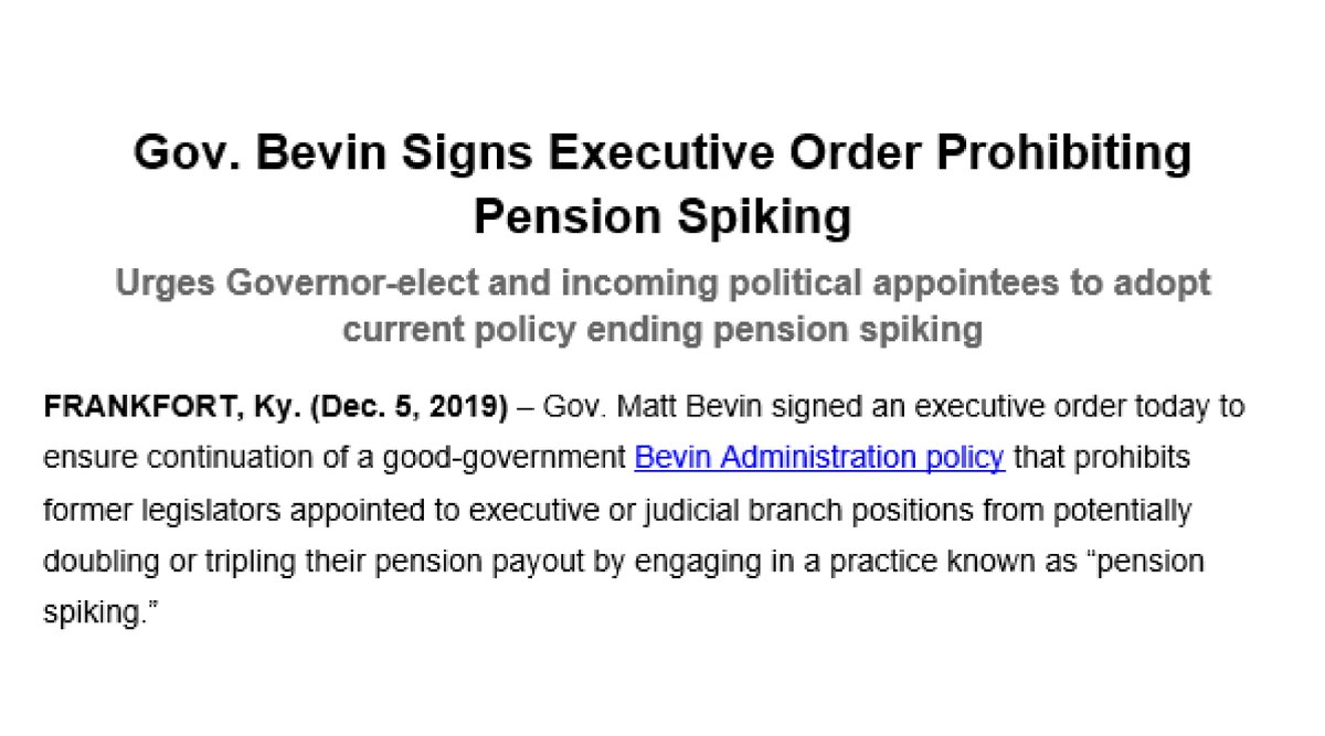 GovMattBevinRT's tweet photo. It is outrageous for elected officials to receive millions of dollars in retirement that they did not earn. 😡 > > > https://t.co/8kDyoWWBWY https://t.co/A2bhyMHX46