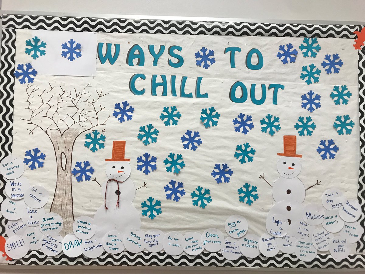 Winter is in full swing at St. Charles East! Take a look our bulletin board to chill out! #winter #chillin
