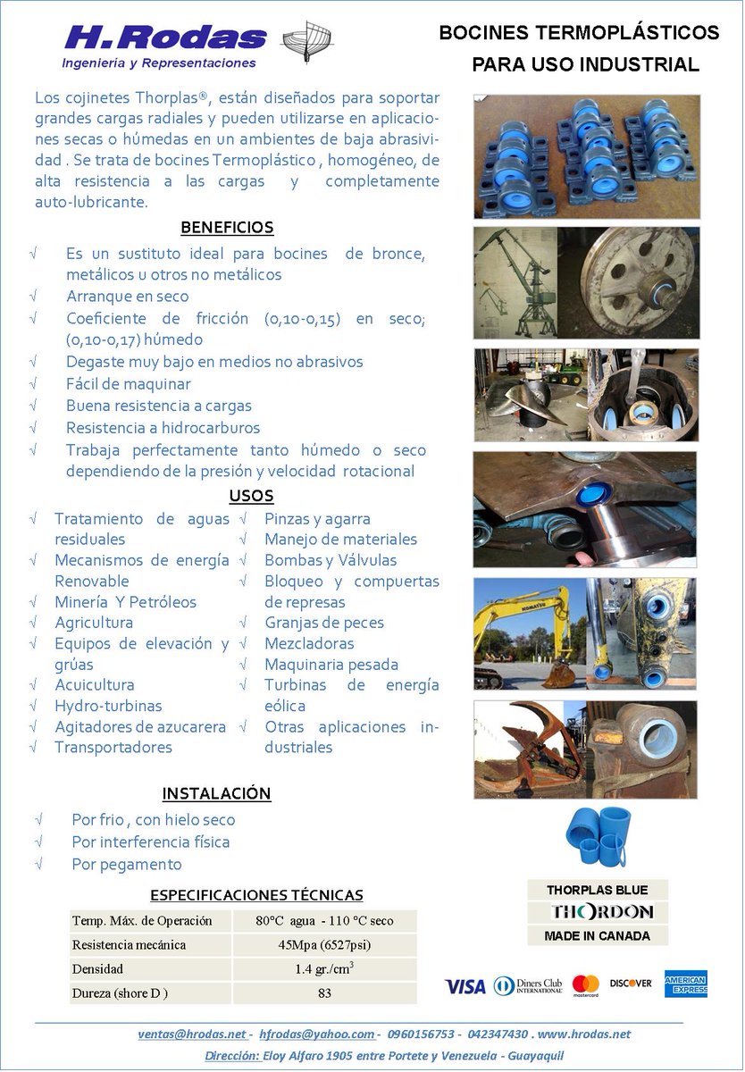 HRodas_Ing's tweet photo. BOCINES TERMOPLÁSTICOS PARA USO INDUSTRIAL - THORPLAS BLUE
Diseñados para soportar grandes cargas radiales y pueden utilizarse en aplicaciones secas o húmedas en un ambientes de baja abrasividad.
Las medias de los bocines son según tus requerimientos!
Aceptamos pagos con tarjetas https://t.co/EoHBoey3El