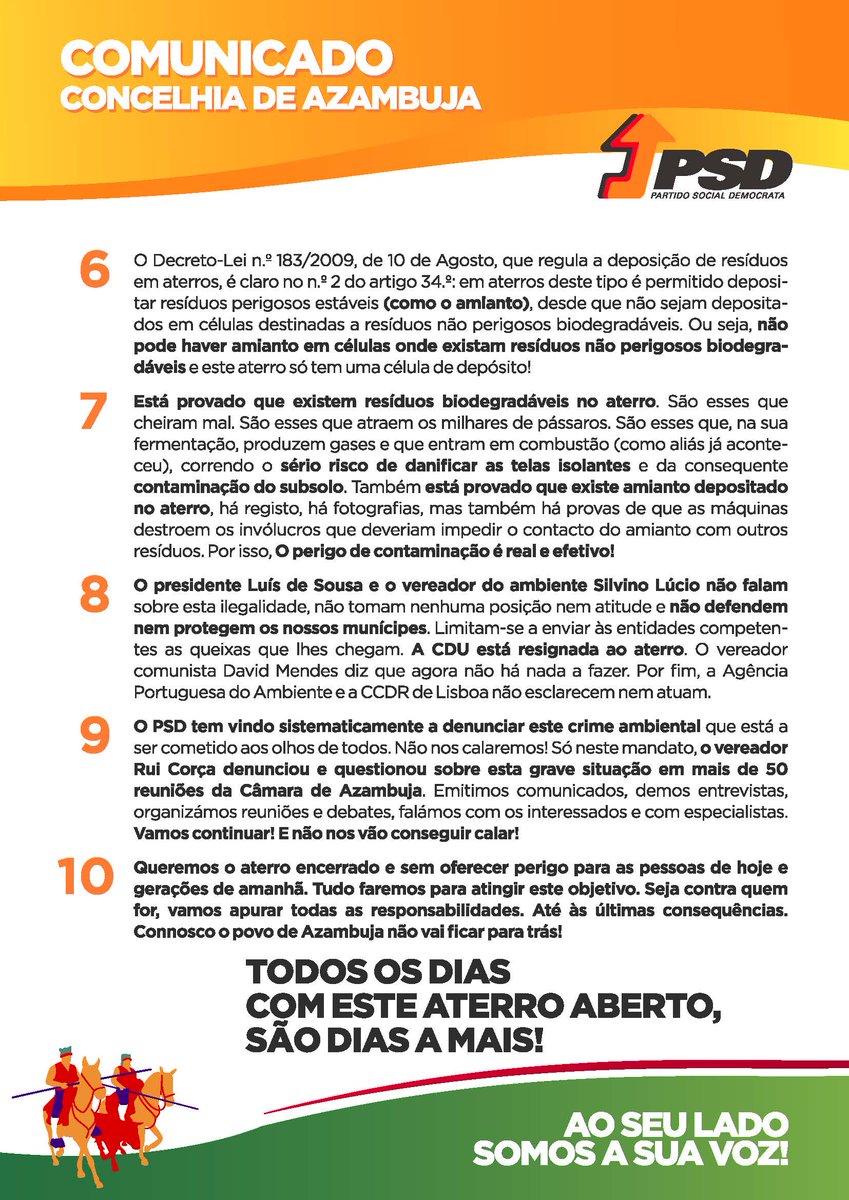 psd_azambuja's tweet image. Nota de Imprensa referente ao funcionamento do Aterro de Resíduos de Azambuja, onde se denunciam práticas ilegais de deposição de amianto.

Para mais informações, contactar o nosso Vereador @RuiCorca

#alternativa2021 #PPDPSD #Azambujamerecemelhor