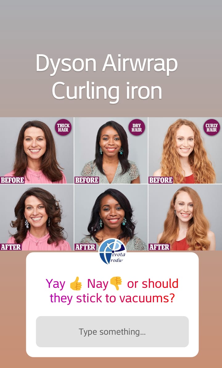 PivotalHair's tweet image. #newcurlingiron Using air to pull the hair against the unit and heat to set the curl. Dyson is an out of the box thinkers. But what does a potential customer say.  Yah or Nay?? Or should they stick to vaccums?
#pivotaltalks
#pivotalhair