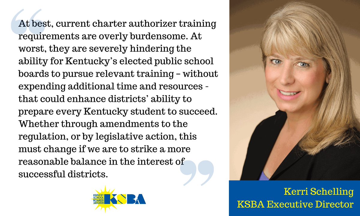 ksbanews's tweet photo. KSBA Executive Director Kerri Schelling responds to Ky Board of Ed’s discussion and action on charter school authorizer training. Read the full statement: https://t.co/88ey5WgGAr https://t.co/q3sKyTIHzV