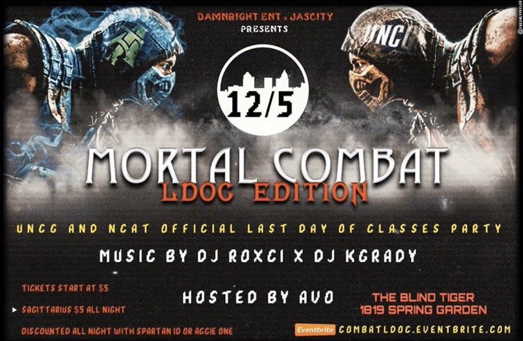 TweetsFromNBA's tweet photo. BRING NOTHING BUT STRAIGHT ENERGY TONIGHT !
FELLAS WE CALLING YOU OUT IF YOU AINT CATCHING IT ..
LADIES WE CALLING YOU OUT IF YOU AINT THROWING IT ..
#COMBATLDOC
MORTAL COMBAT : LDOC EDITION
#UNCG VS #NCAT
https://t.co/cvsx67KPqC https://t.co/M0MogytXFB