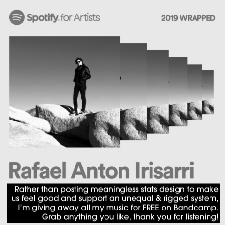 blackknoll's tweet photo. It’s that time of the year again: #spotifywrapped2019. So I’m giving away my entire catalog for FREE. Visit my @bandcamp &amp; enjoy the smörgåsbord (just in time for the holidays). Thank you for listening in 2019! 🙏🙏 https://t.co/qsVXKHVmNF https://t.co/dTWOzBjnsR
