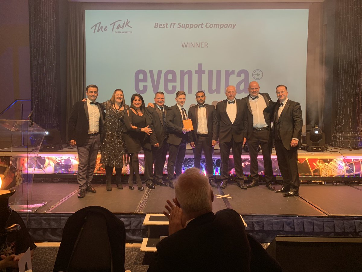eventurauk's tweet photo. Unbelievably proud to have been awarded the @theTOMsAwards for best IT Support company tonight. Thank you so much to everyone who voted for us! #TalkofManchester #Business #Awards #Manchester #ITSupport @CRHoughton https://t.co/yrzfjWb7n3