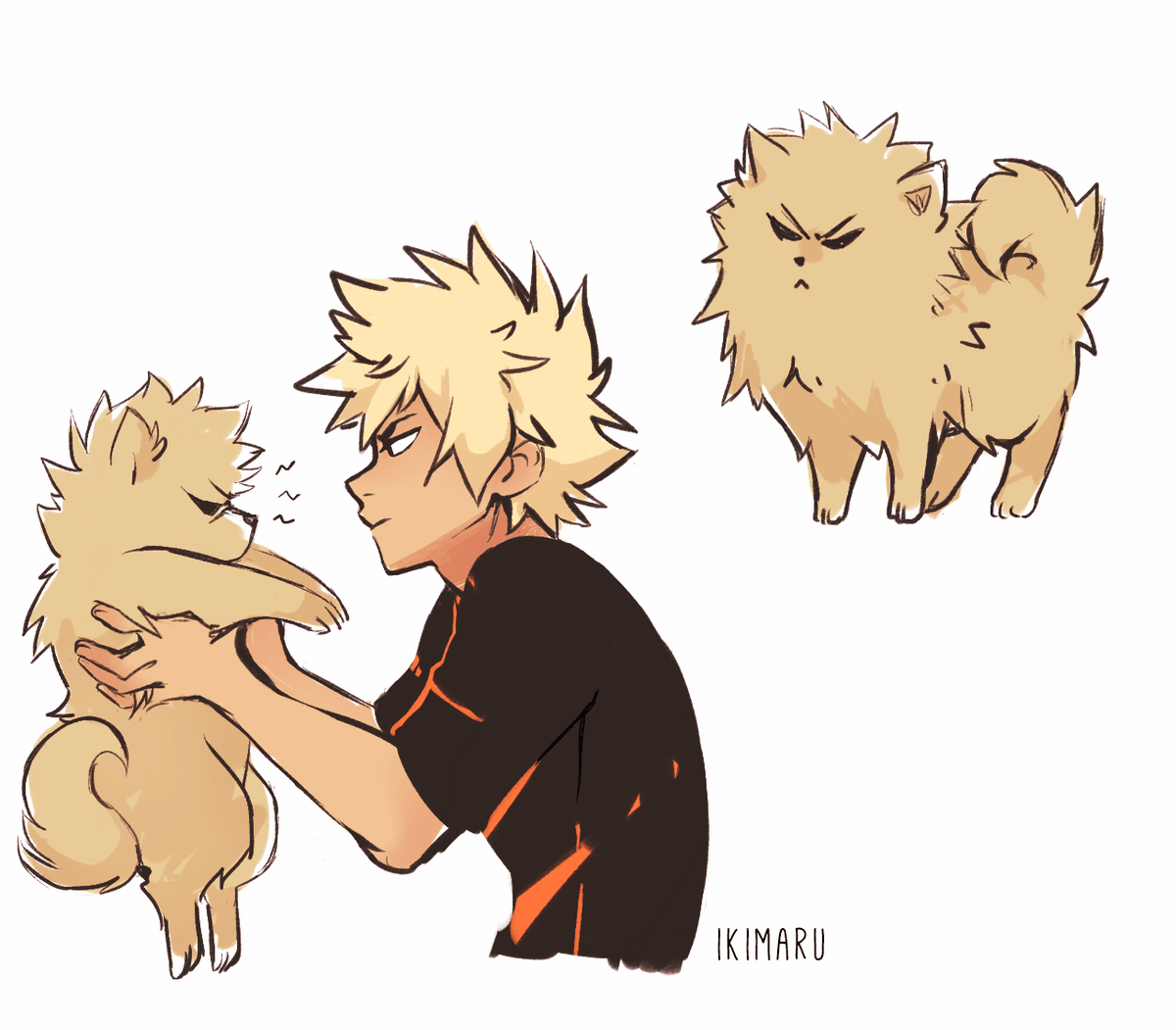 someone suggested Bakugou with the dog that looks like him eheh.