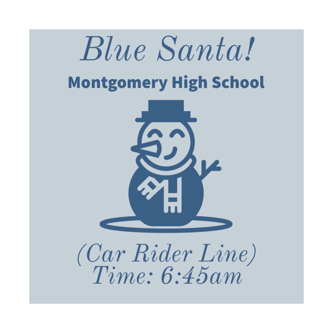 misdpolicechief's tweet photo. Blue Santa NEXT STOP — Montgomery HIGH School — Friday, December 6, 2019 during the morning car rider line around 6:45am . See you all soon! 🎄@MISDNews @mhs_bears
#MISDPD #MontgomeryISD #BlueSanta @montgomerystuco #Christmas https://t.co/K1IzY8a2dx