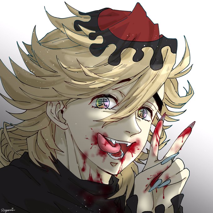 なごみ(ん)雑多低浮上さんがTwitterに投稿した童磨(鬼滅の刃)のイラスト。