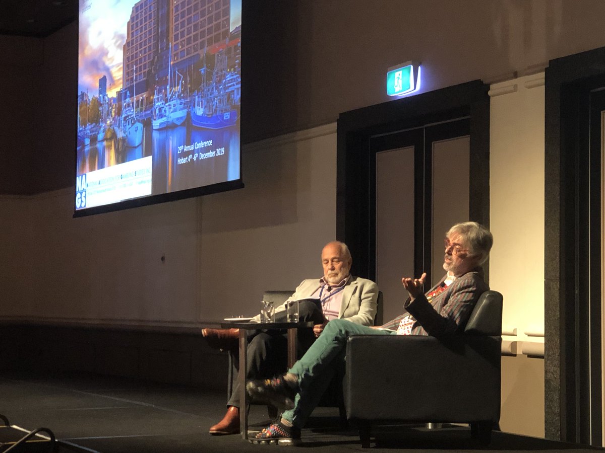 The last day of the 2019 #NAGSconference is off to a great start. David Walsh, owner of <a href="/monamuseum/">Mona Museum</a> &amp; professional #gambler chats with Prof Alex Blaszczynski <a href="/Sydney_Uni/">University of Sydney</a> 
#gambling #gaming