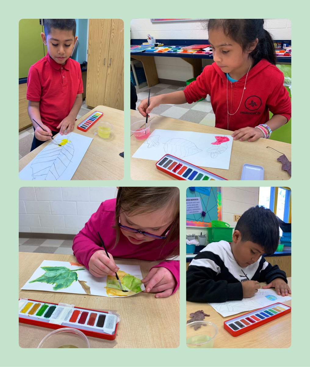 erickson_sarah_'s tweet photo. We are in a full swing painting studio for half the school @APSGardenHills excited to see the wrap up of fall fun and step into a winter wonderland! 🌽🍂🍁❄️ #apsarts #tempercakes #watercolor #spongebrush #indiancorn #leaves #snowflakes https://t.co/EvbO220j9U