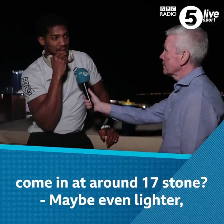 "I was trying to squat 200kg & bench press the house but then I realised there's a sweet science to the sport" 🏋️♂️🧪What weight will @anthonyfjoshua come in at on Saturday night? ⚖️🤔Costello and @bigdaddybunce podcast 👇📲🥊http://bbc.in/33RLPSz #bbcboxing #RuizJoshua2