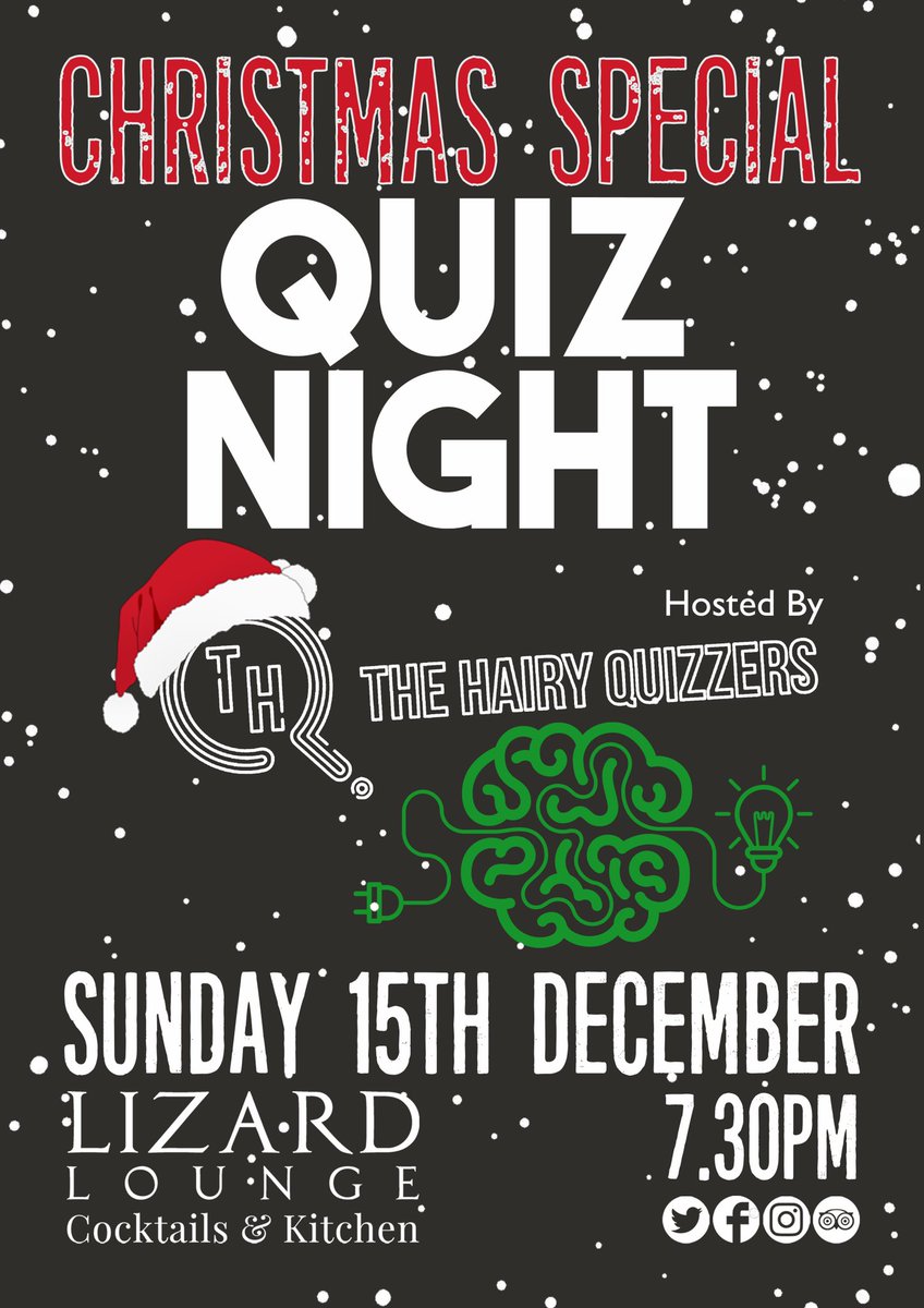 Who doesn’t love a Christmas quiz 🎅🏻Join us and @thehairyquizzers at 7.30pm on Sunday 15th December 🎄reserve a table online #quiznight #christmasquiz #southwoodford #e18 #thehairyquizzers