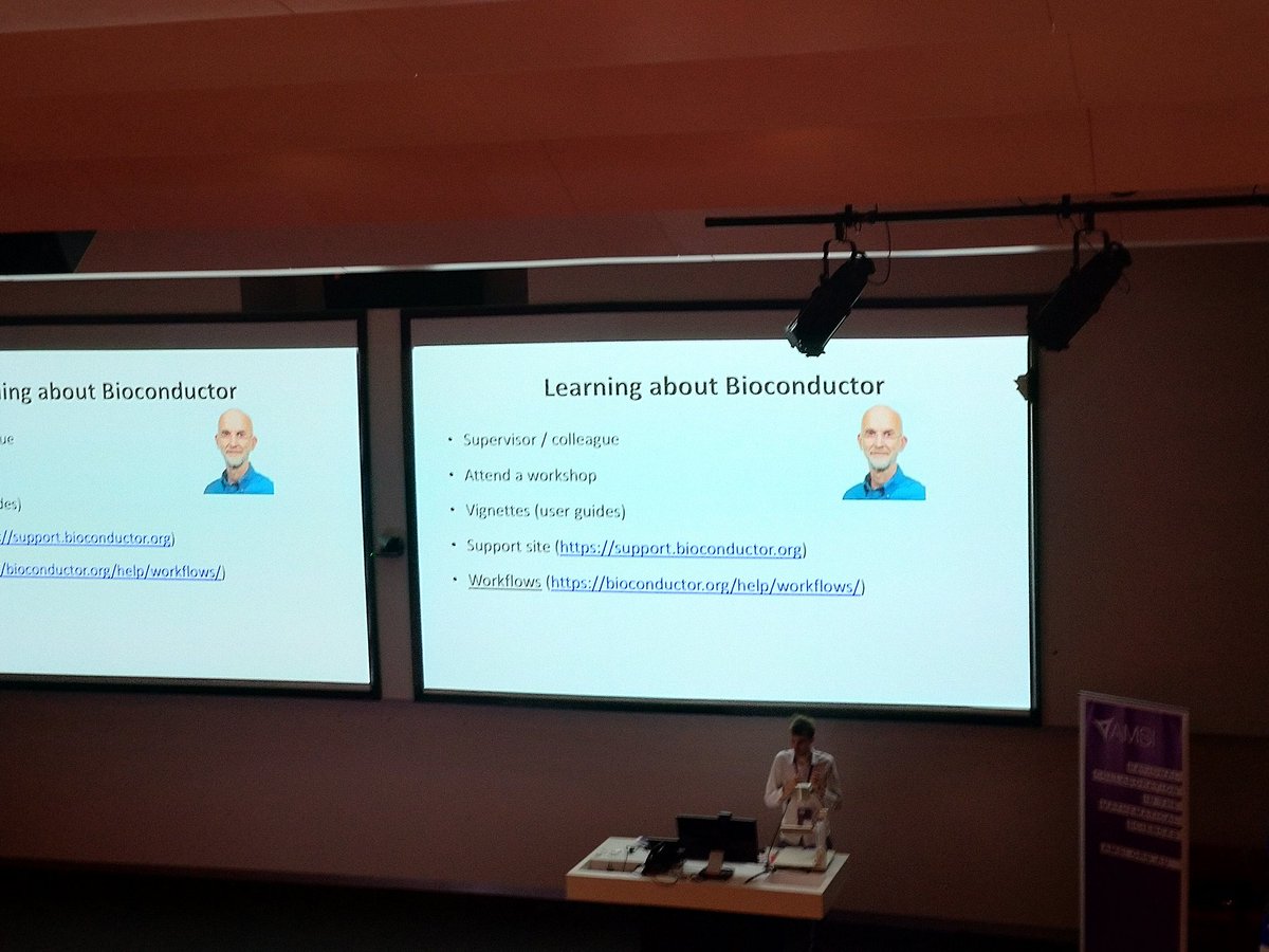 JovMaksimovic's tweet image. .@mritchieau telling everyone at #biocasia / #BioInfoSummer about his lab&apos;s RNAseq 123 @Bioconductor workflow and giving a shout out to Melbourne&apos;s local #bioconductor and #rstats Jedi Master - Gordon Smyth.