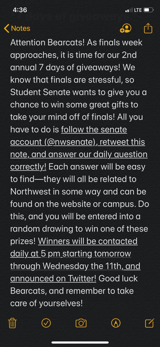 NWsenate's tweet photo. Student Senate is back with their 7 Days of Giveaways!! #StudentSenate2019 #7DaysofGiveaways https://t.co/Ib9UhvkMCQ
