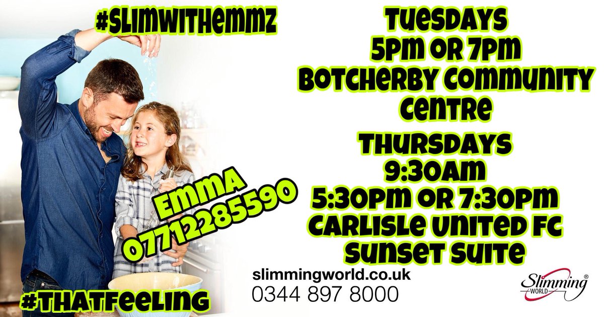 Swemmz's tweet photo. Exciting times new venue for Thursdays @SlimmingWorld group now at @officialcufc sunset suite every Thursday 9:30am, 5:30pm or 7:30pm &amp; every Tuesday @botcherby_cc #slimmingworld #cufc #bruntonpark #carlisle #Cumbria spread the love and #retweet #slimwithemmz https://t.co/X87StHPetZ