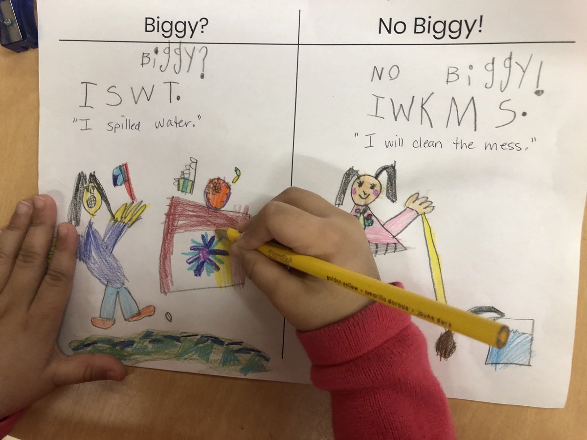 MsCDiep's tweet photo. We read, “No Biggy” by @ElyciaRubin & learned that we can be problem solvers! A Biggy is when we get hurt, are sick or are in danger. We are encouraging our students to rethink their problems... Biggy? No Biggy! #kindergarten #selfregulation #problemsolving #competentcapable https://t.co/rhEsKj4dpd