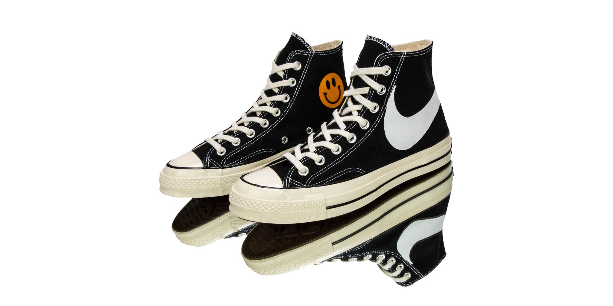 Flight Club on X Chinatown Market pushes the DIY boundaries on the classic Chuck 70 Hi paying homage to the current Nike and Converse union with the addition of the swoosh on