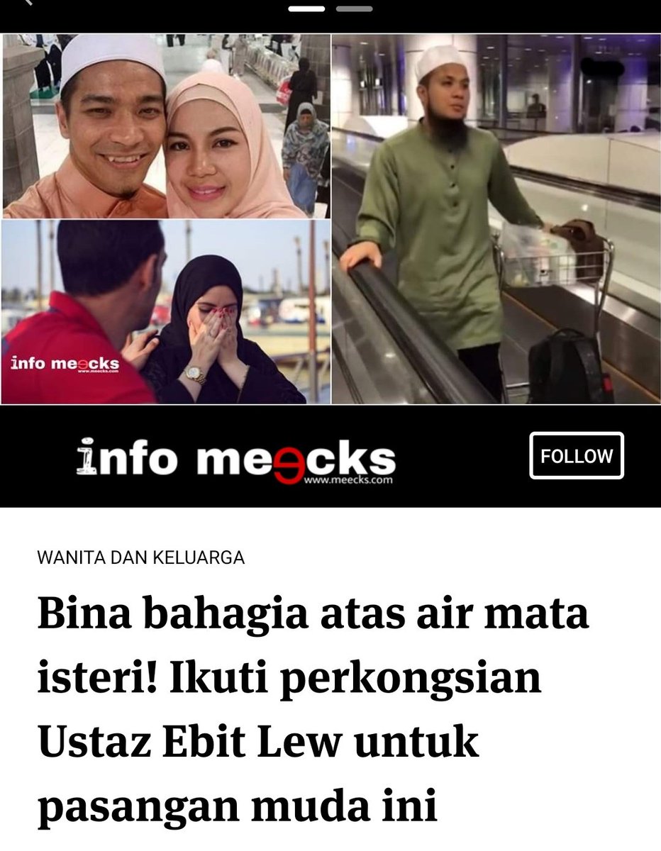 KhalifahMedia's tweet photo. "JANGAN BINA BAHAGIA ATAS AIR MATA ISTERI" - Ustaz Ebit

Sangat indah bahasa yang disampaikan oleh Ebit Lew ini. Sangat dekat dengan masayarakat kita. Semoga para suami dan pasangan di luar sana dapat jadikan pengajaran dari penyampaiannya ini dalam menjaga sesebuah perkahwinan. https://t.co/KV3gN1rNmt