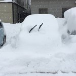 雪国は大変？一昨日から止めてる車が完全に埋まってる!