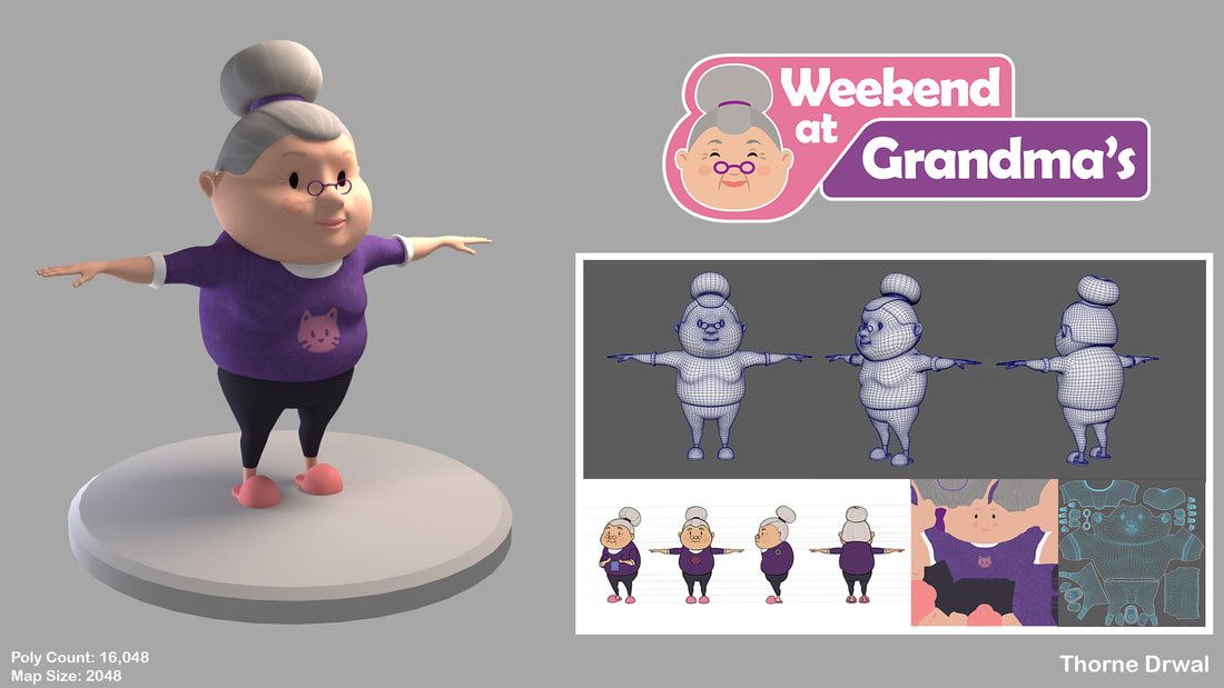 ThorneDrwal's tweet photo. This semester I helped work on “Weekend at Grandma’s,” a short VR experience where you set up Grandma’s VCR so she can watch her home videos of her favorite memories with you! 

I created both the grandma model and concept and the logos!

Check out @NanasFavourite for more! https://t.co/S5OtantNDu