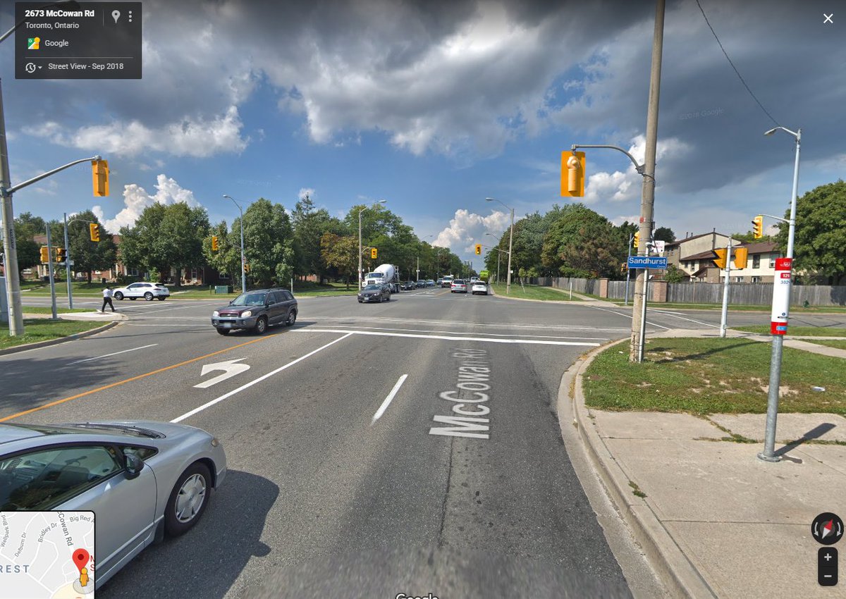 CycleToronto's tweet image. While riding on a sidewalk is not legal, McCowan has no bike infrastructure &amp;amp; the speed limit is 60km/h. McCowan has no safe place to ride. #BuildTheGrid #BikeTO