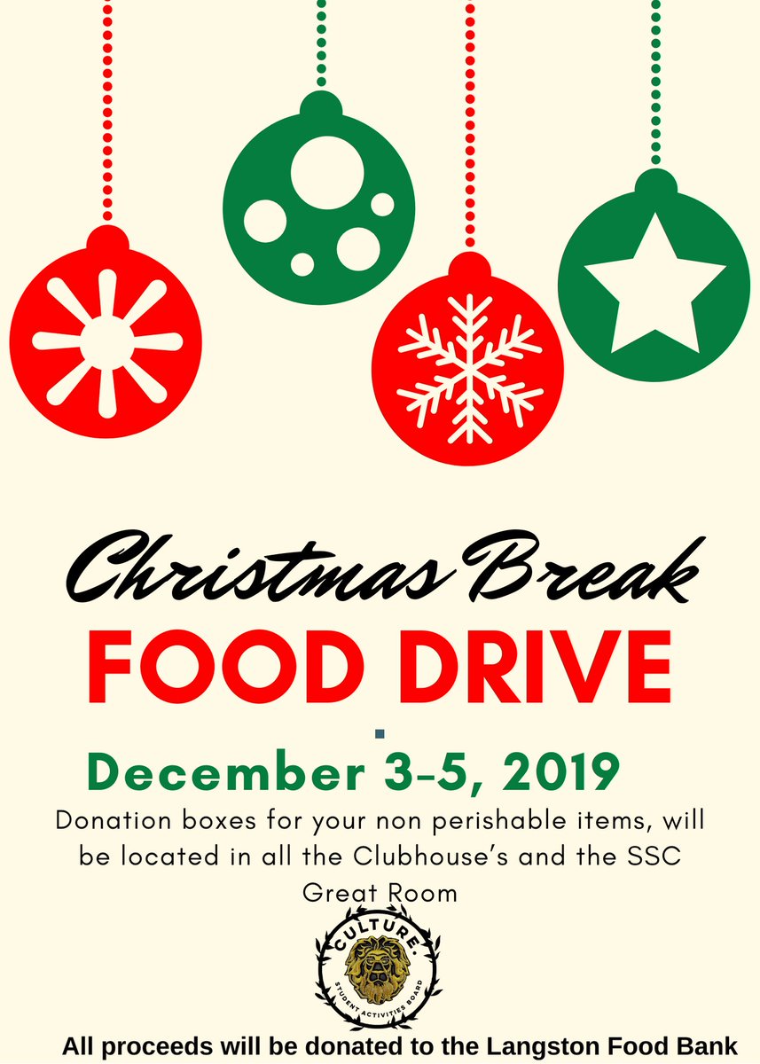 You still have time 🗣 🗣
Donations go out tomorrow morning 
Cenntenial Donation Box: is located right by the vending machine.
Scholars Donation Box: is located right when you walk in the clubhouse. 
Commons Donation Box: is located right when you walk in the clubhouse 
🎄🎅🏾❄️