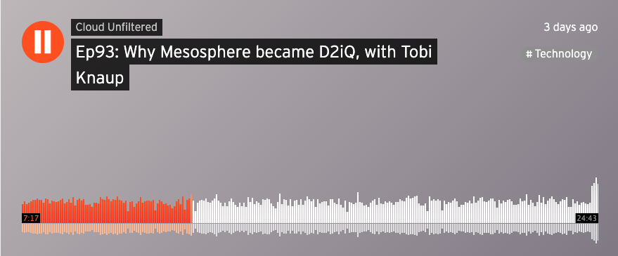 D2iQ's tweet photo. Check out the latest episode of the #Cloud Unfiltered #Podcast featuring #d2iq’s Tobi Knaup @superguenter! #Kubernetes #K8s #CloudNative https://t.co/AIc0SvhbZe https://t.co/sQWRpTYSG1
