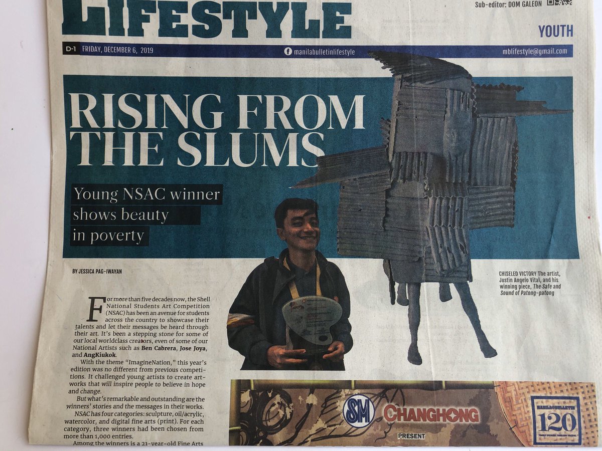 mizahael's tweet photo. Today’s front page of Manila Bulletin Lifestyle. 😊
#ShellNSAC #ImagineNation https://t.co/G5Bw7wObL8