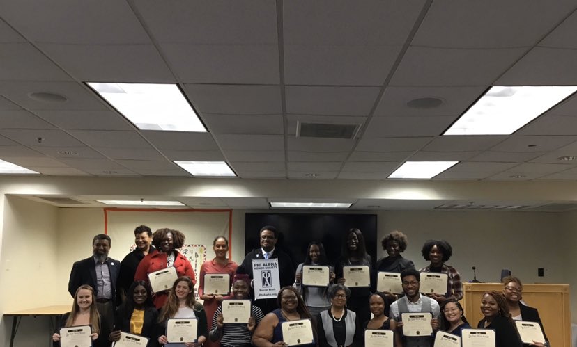 husswSCA's tweet photo. A hearty congratulations is in order for these students who were inducted into the Phi Alpha Honor Society this past Tuesday🎉
#HowardPrepared https://t.co/u1UZKe7DkL